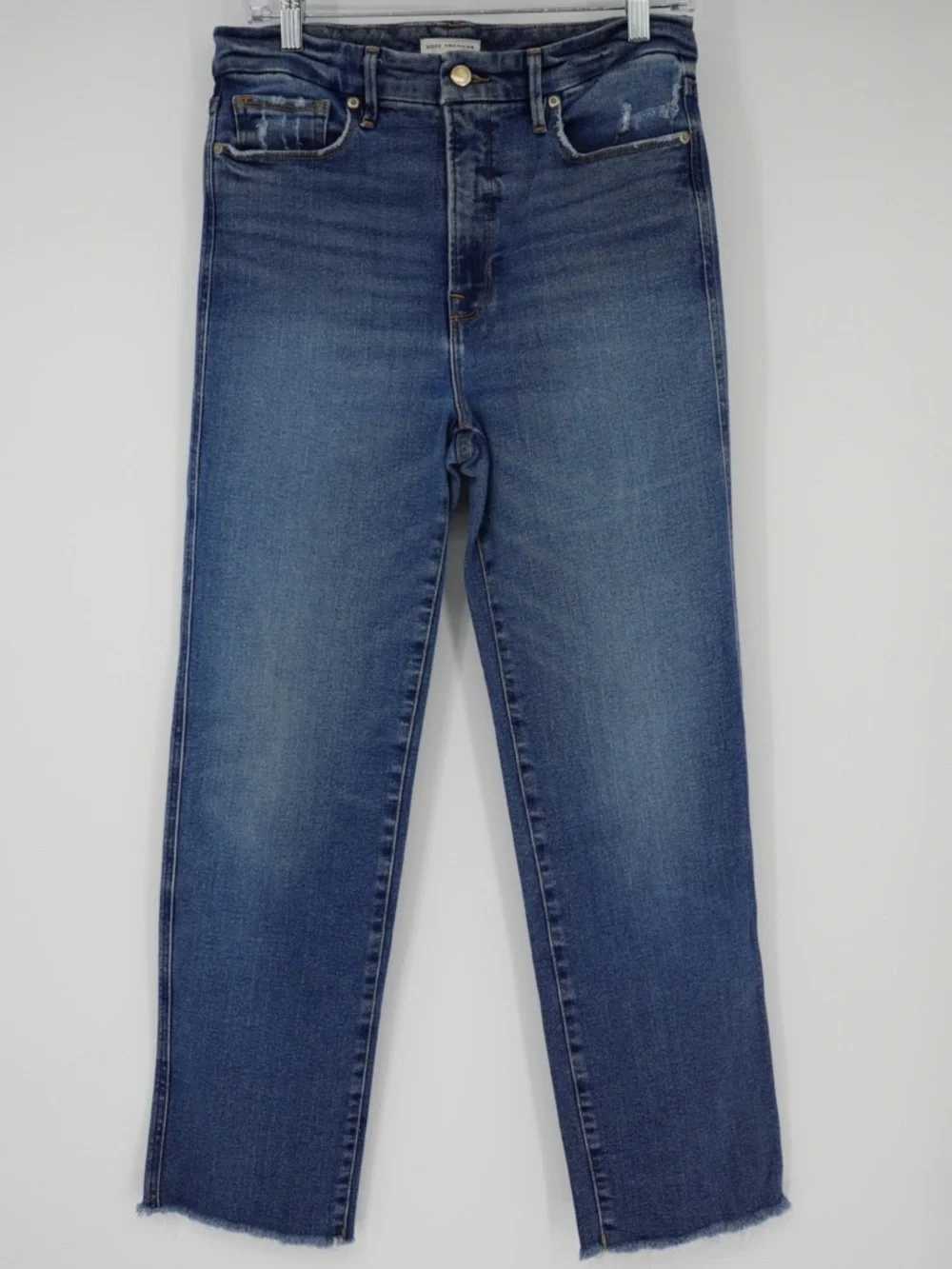 Good‎ American Good Good Curve Straight Jeans Raw Hem 8/29 Style GSTDBPL67T EUC